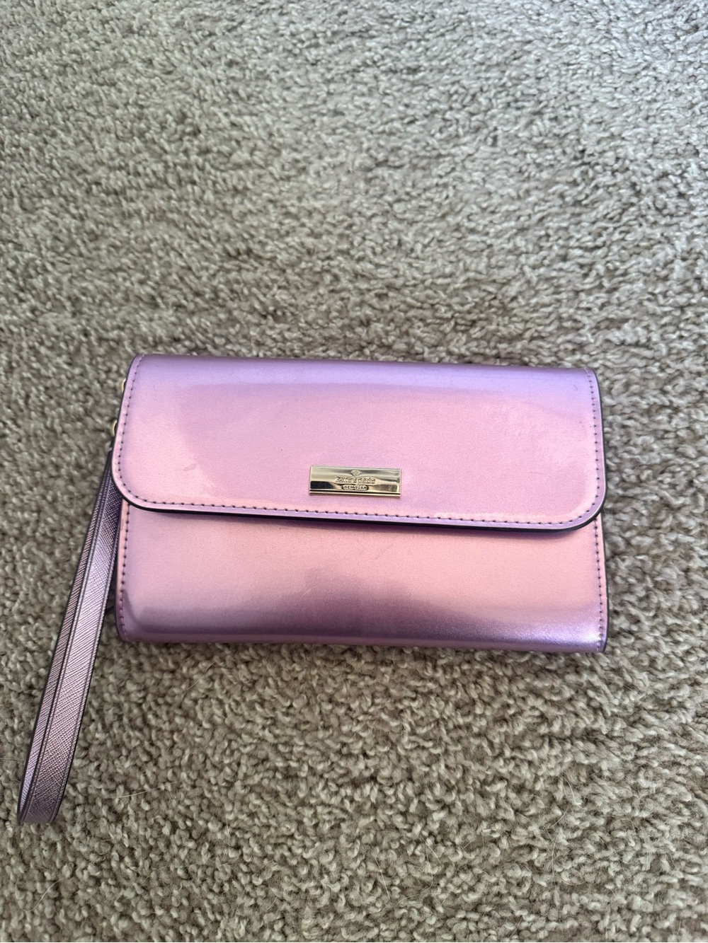 Kate Spade Metallic Pink Wristlet Clutch